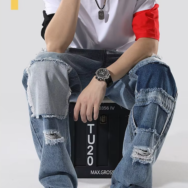 REDDACHIC Retro Patchwork Baggy Jeans