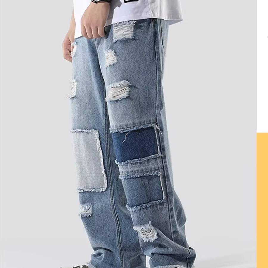 REDDACHIC Retro Patchwork Baggy Jeans