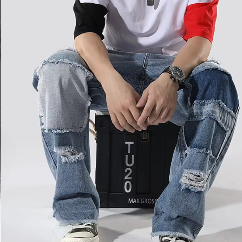 REDDACHIC Retro Patchwork Baggy Jeans
