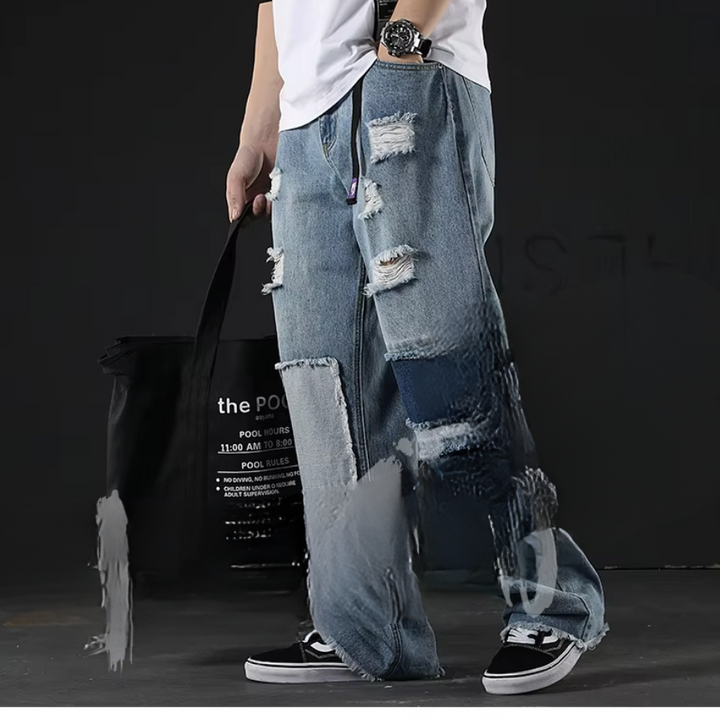 REDDACHIC Retro Patchwork Baggy Jeans