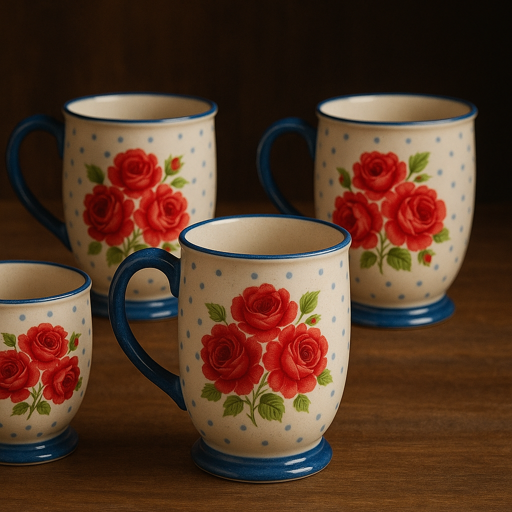 Adelaide Vintage Rose 4pc Mug Set
