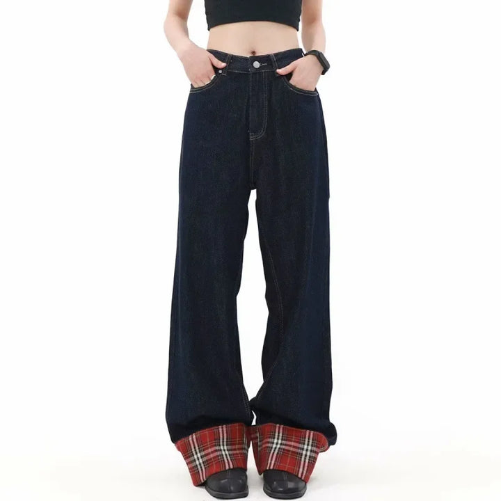 Plaid Panel Jeans