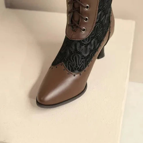 Florence Lace & Leather Thigh Highs