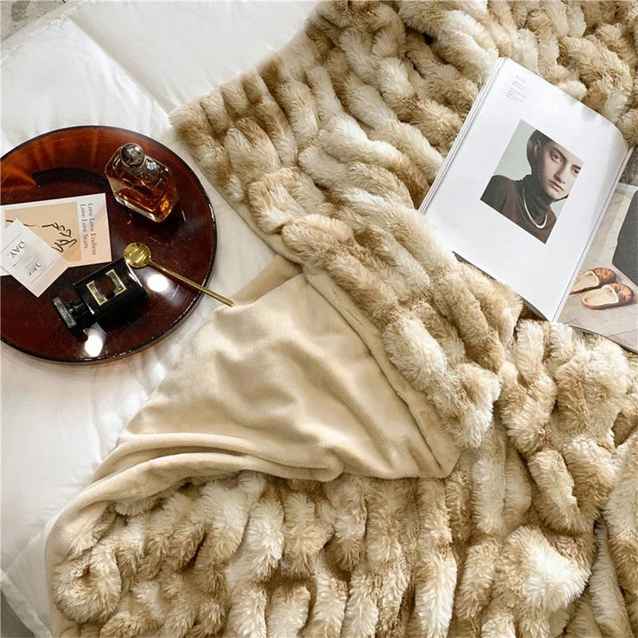 Aria Faux Rabbit Fur Blanket