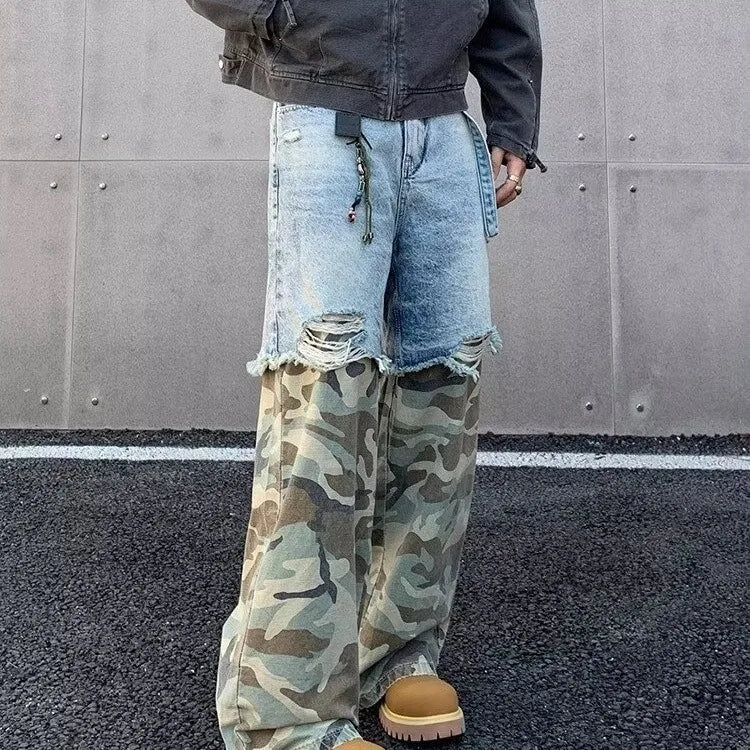 Camo Clash Wide Cut Jeans