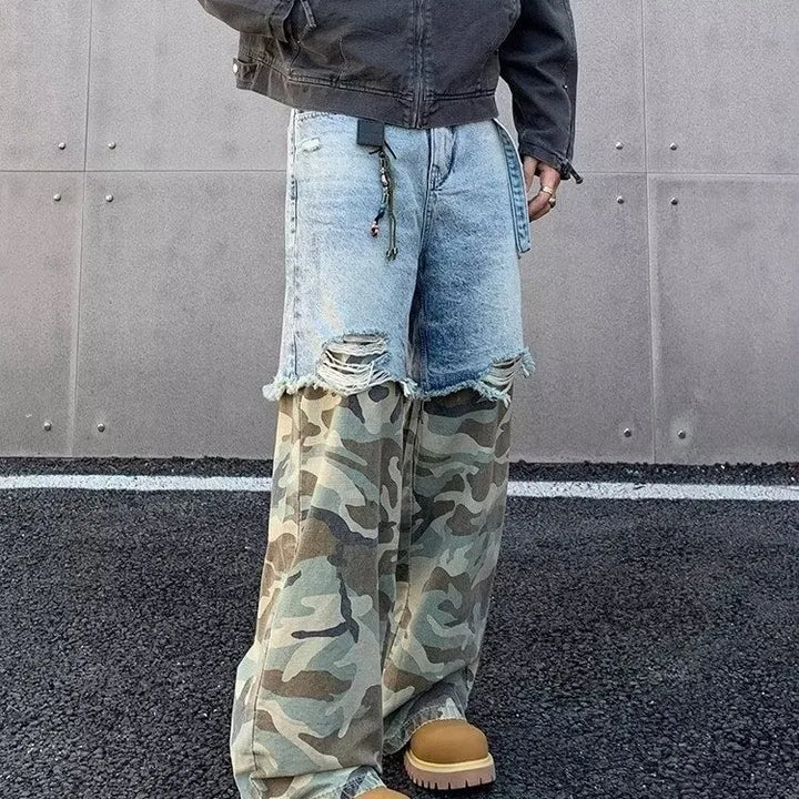 Camo Clash Wide Cut Jeans