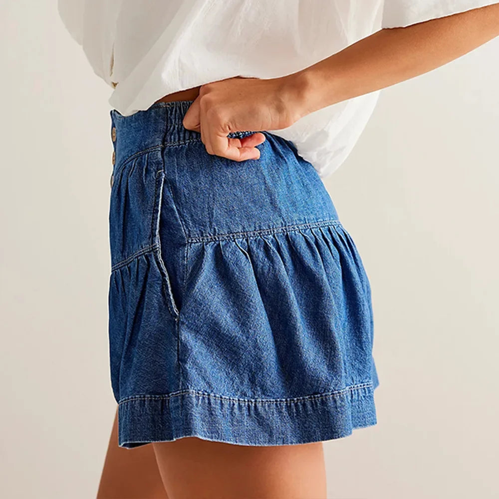 Sonora Ruffled Denim Shorts