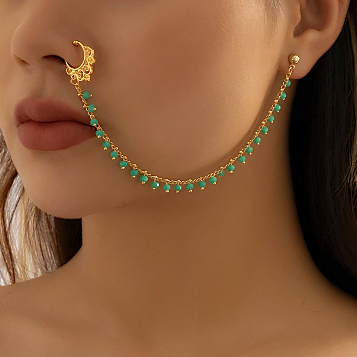 Layla Crystal Nose & Ear Ring Chain