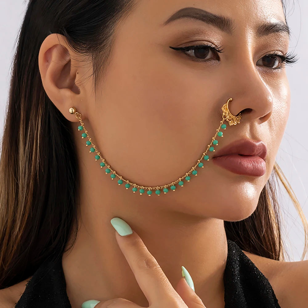 Layla Crystal Nose & Ear Ring Chain
