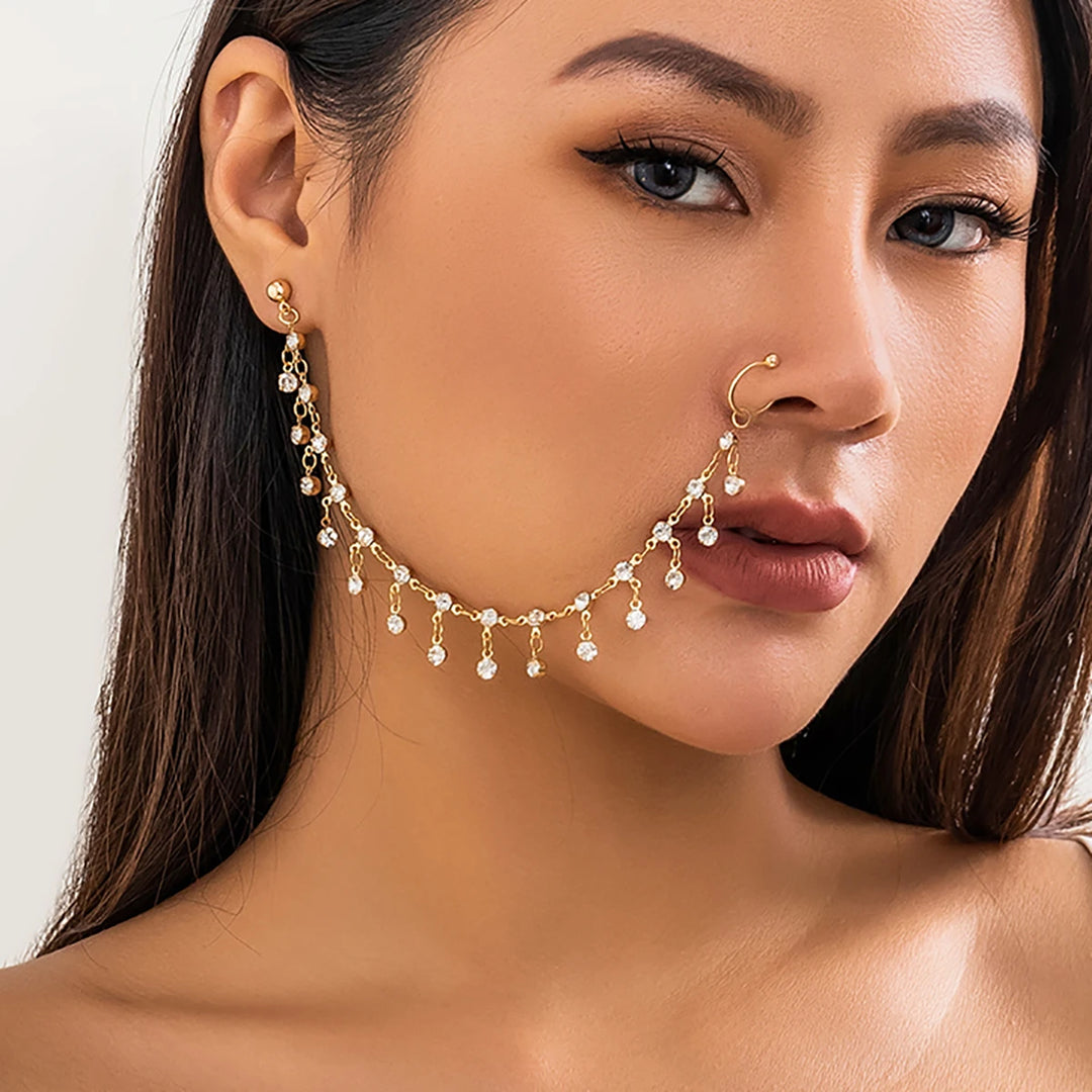 Layla Crystal Nose & Ear Ring Chain