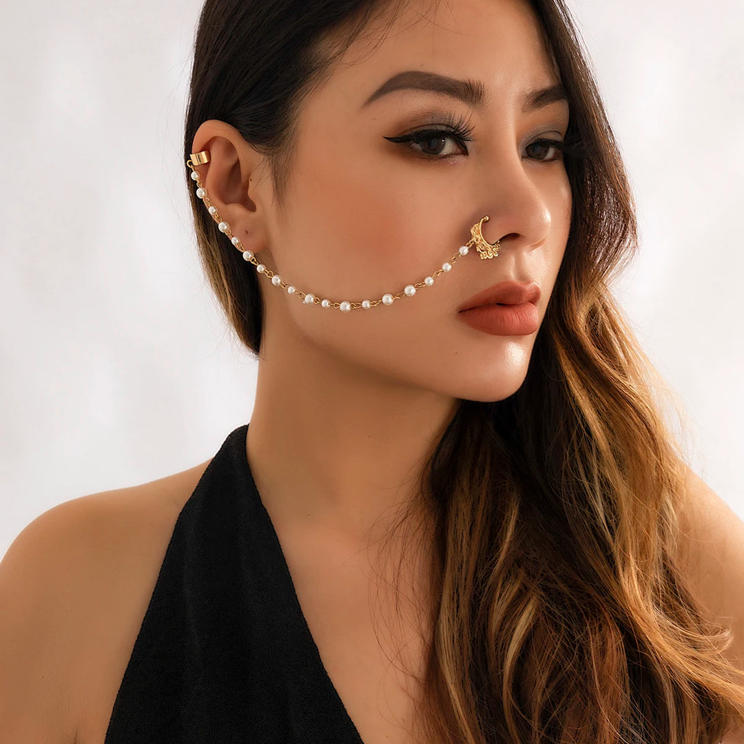 Layla Crystal Nose & Ear Ring Chain