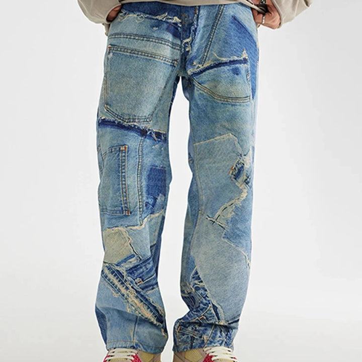 REDDACHIC Retro Patchwork Baggy Jeans