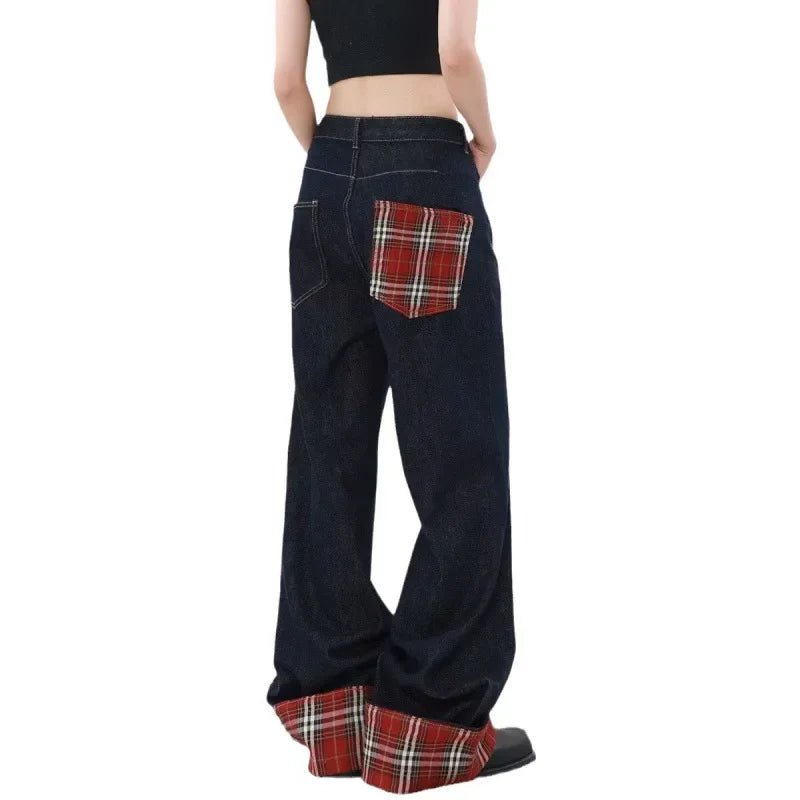 Plaid Panel Jeans