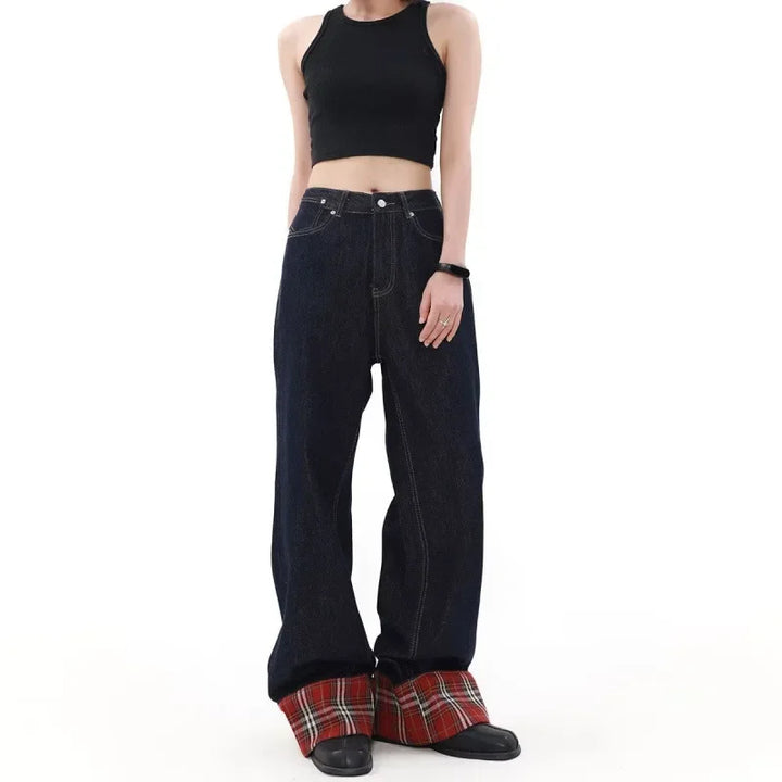Plaid Panel Jeans