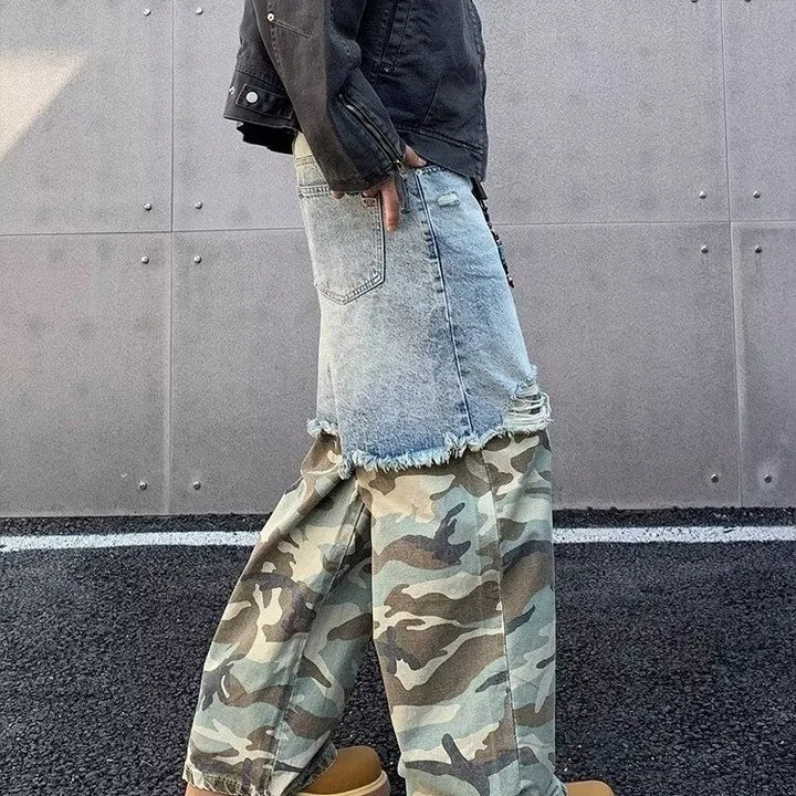 Camo Clash Wide Cut Jeans