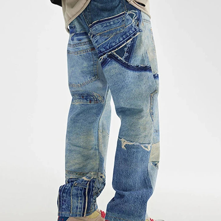 REDDACHIC Retro Patchwork Baggy Jeans