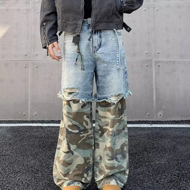 Camo Clash Wide Cut Jeans