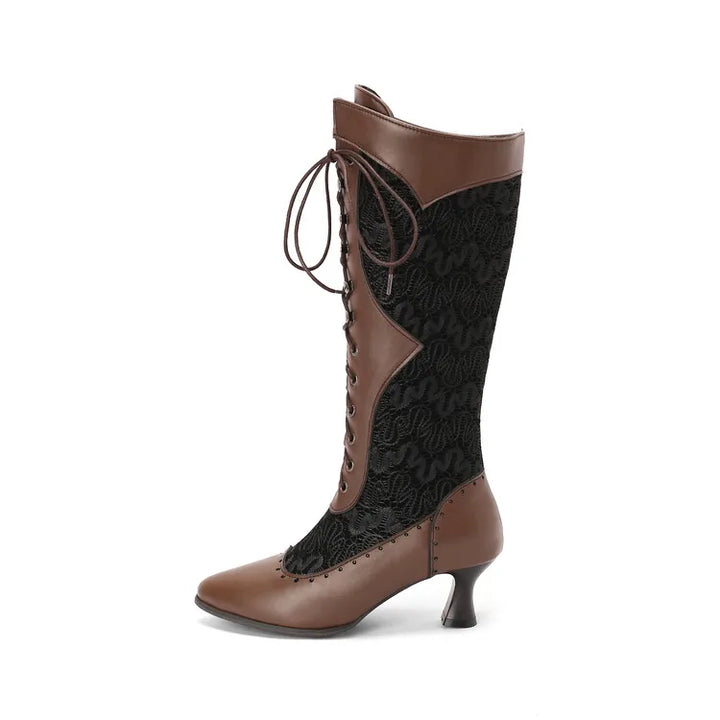 Florence Lace & Leather Thigh Highs