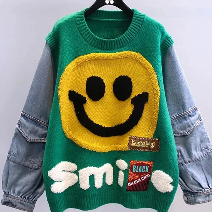 Joyride Patchwork Denim Sweater