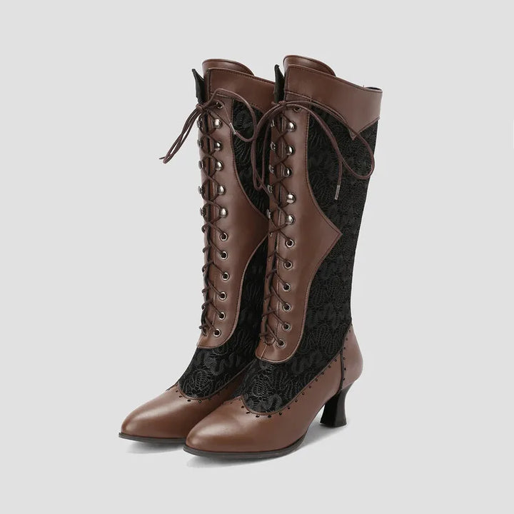 Florence Lace & Leather Thigh Highs