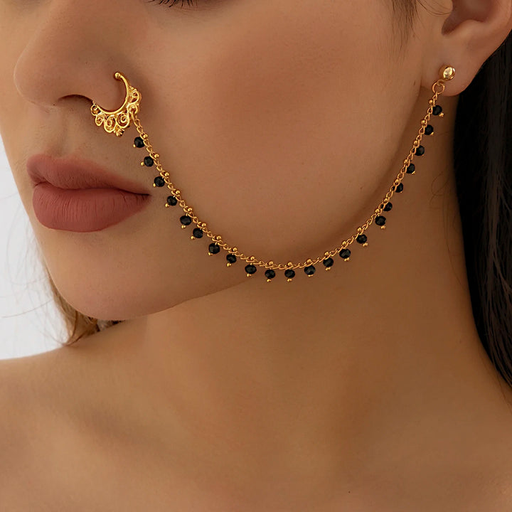Layla Crystal Nose & Ear Ring Chain