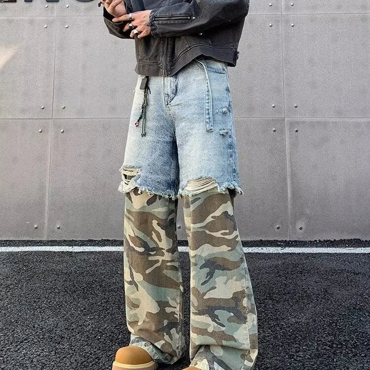 Camo Clash Wide Cut Jeans