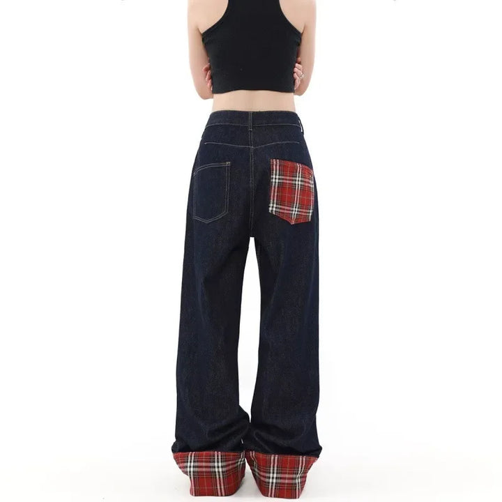 Plaid Panel Jeans