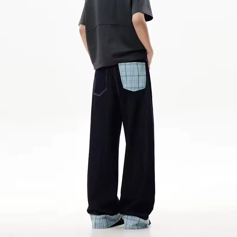 Plaid Panel Jeans